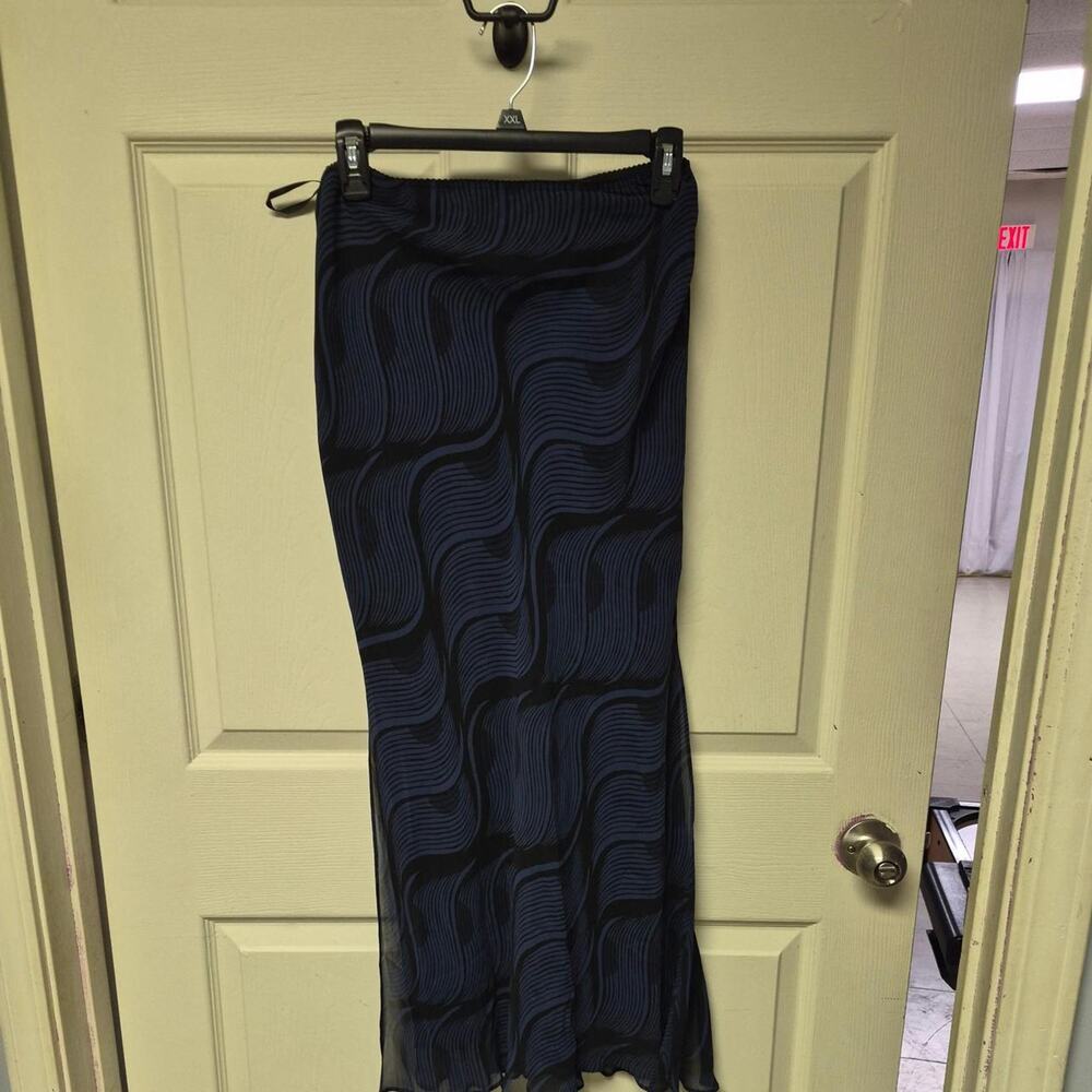 Express navy blue silk midi